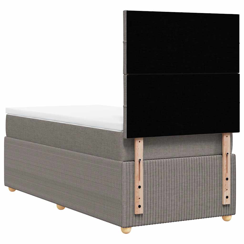 Κρεβάτι Boxspring με Στρώμα Taupe 100 x 200 εκ. Υφασμάτινο - Pakobazaar