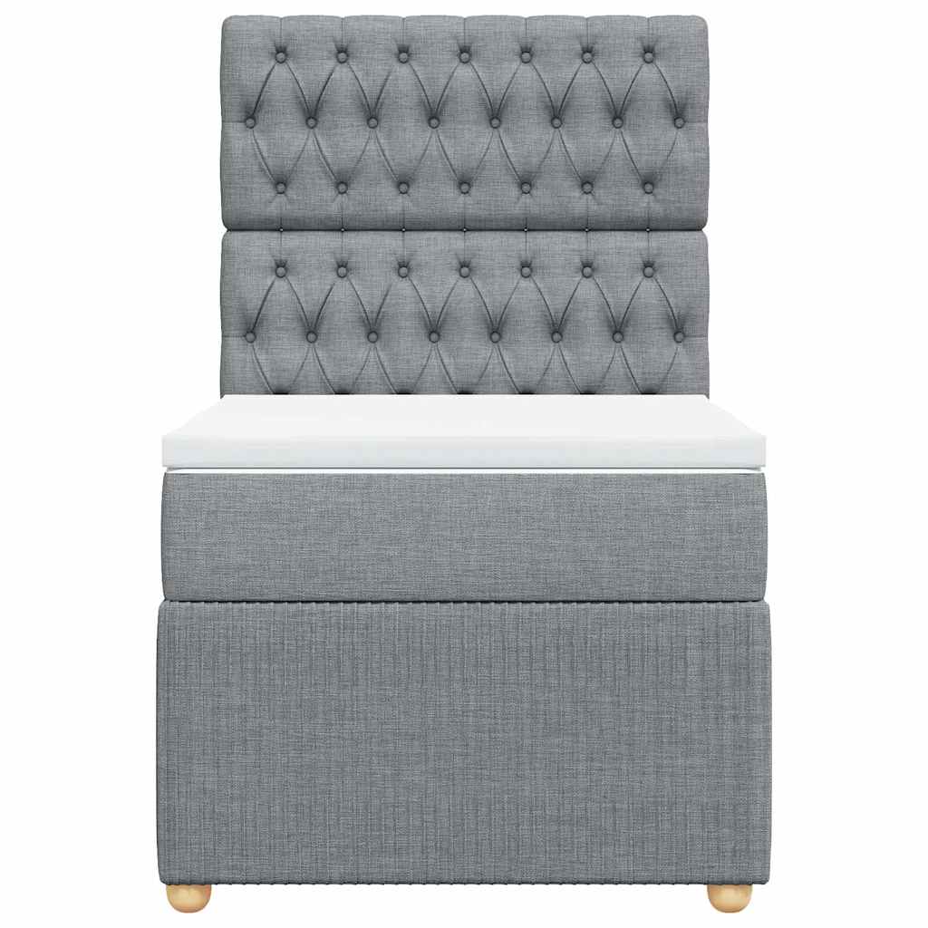 Κρεβάτι Boxspring με Στρώμα Ανοιχτό Γκρι 100x200 εκ. Υφασμάτινο - Pakobazaar