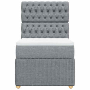 Κρεβάτι Boxspring με Στρώμα Ανοιχτό Γκρι 100x200 εκ. Υφασμάτινο - Pakobazaar