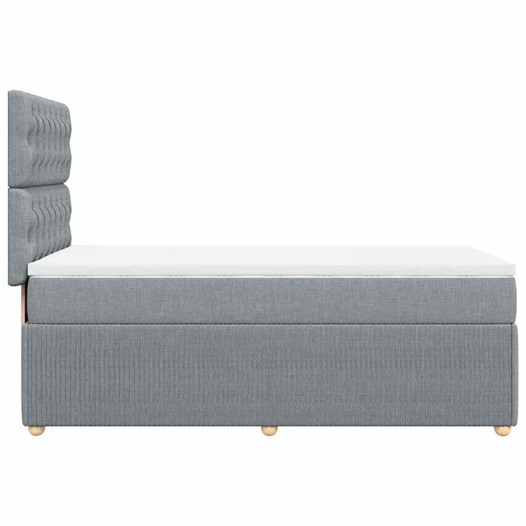 Κρεβάτι Boxspring με Στρώμα Ανοιχτό Γκρι 100x200 εκ. Υφασμάτινο - Pakobazaar