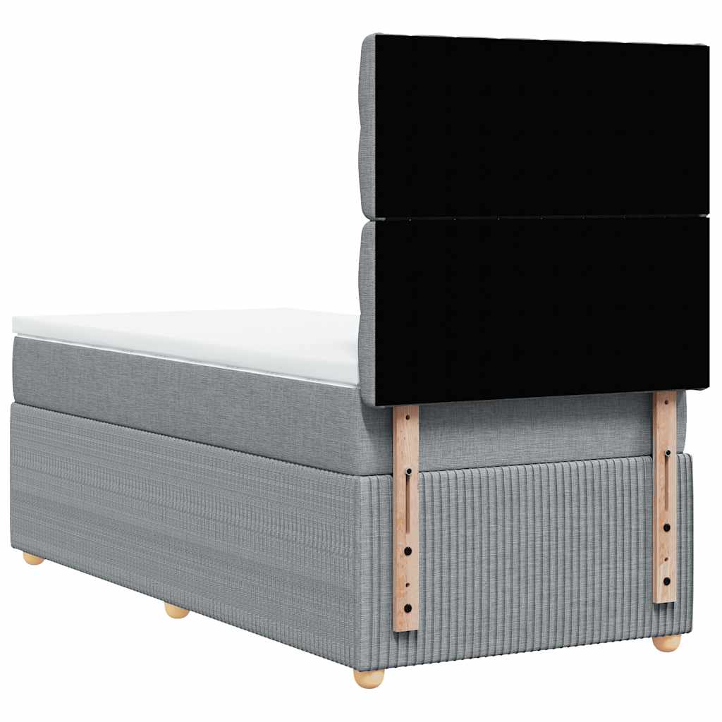 Κρεβάτι Boxspring με Στρώμα Ανοιχτό Γκρι 100x200 εκ. Υφασμάτινο - Pakobazaar