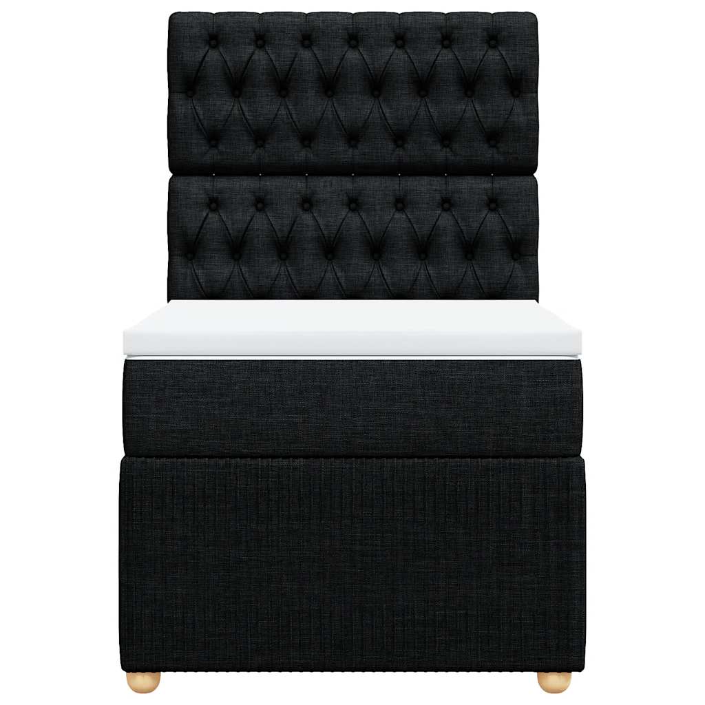Κρεβάτι Boxspring με Στρώμα Μαύρο 100 x 200 εκ. Υφασμάτινο - Pakobazaar