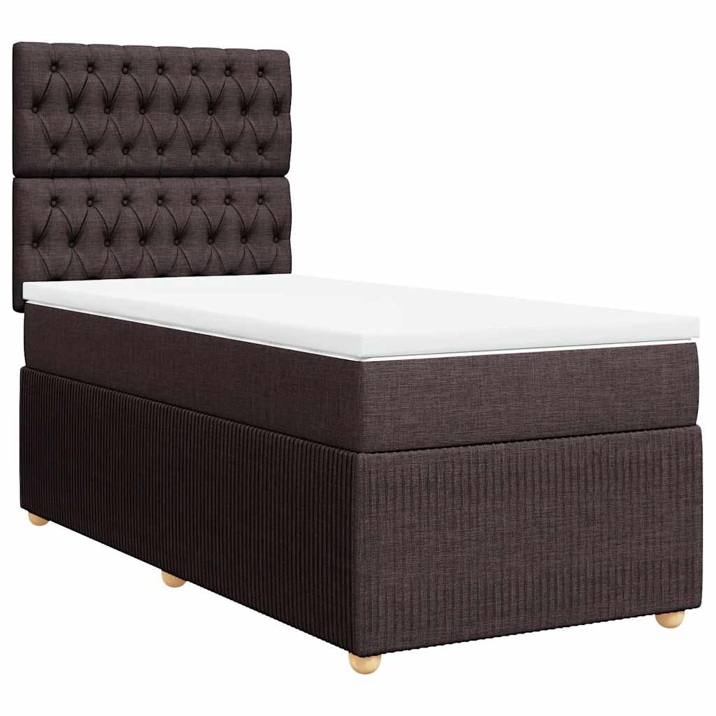 Κρεβάτι Boxspring με Στρώμα Σκούρο Καφέ 100x200 εκ. Υφασμάτινο - Pakobazaar