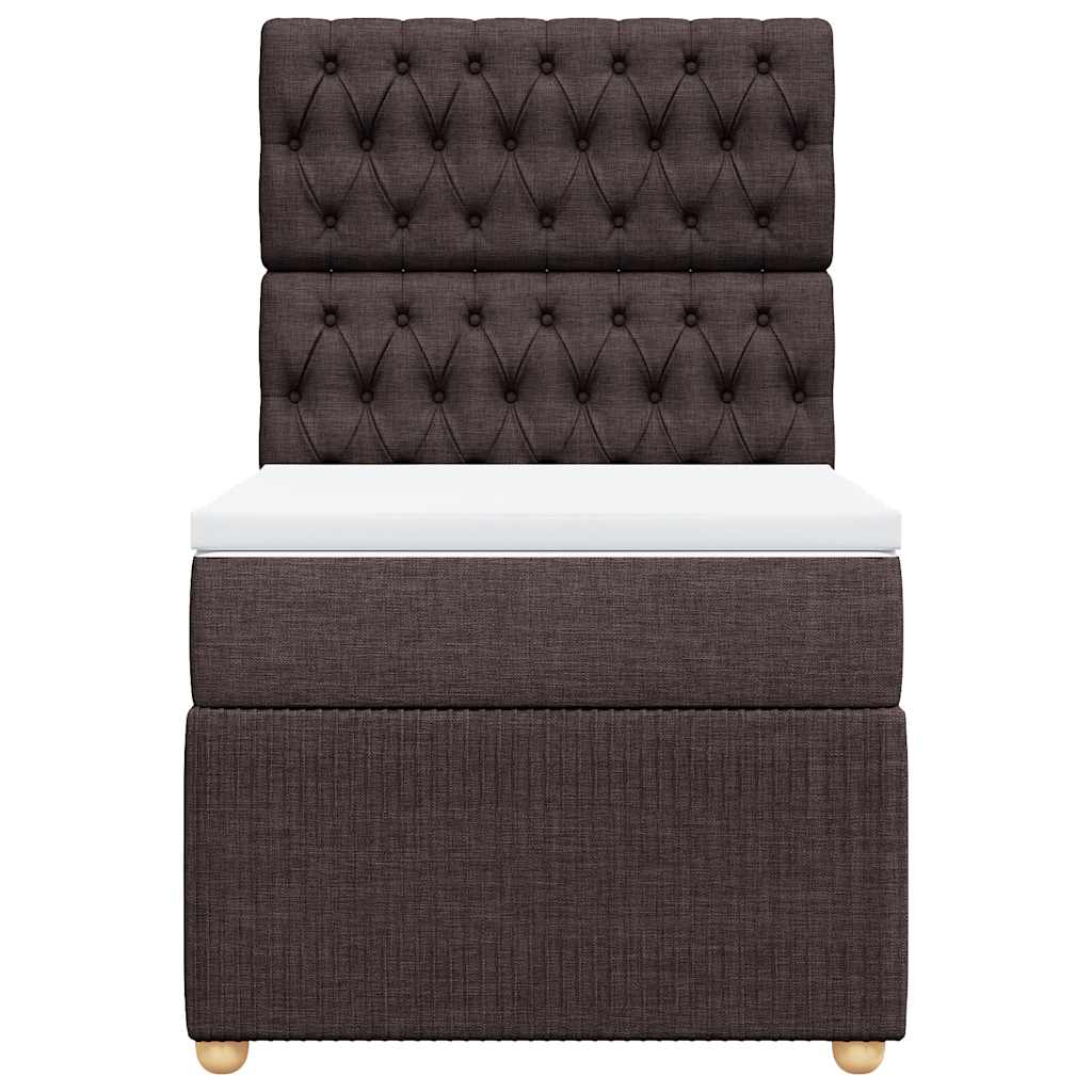 Κρεβάτι Boxspring με Στρώμα Σκούρο Καφέ 100x200 εκ. Υφασμάτινο - Pakobazaar