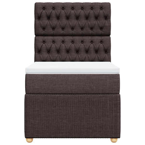 Κρεβάτι Boxspring με Στρώμα Σκούρο Καφέ 100x200 εκ. Υφασμάτινο - Pakobazaar