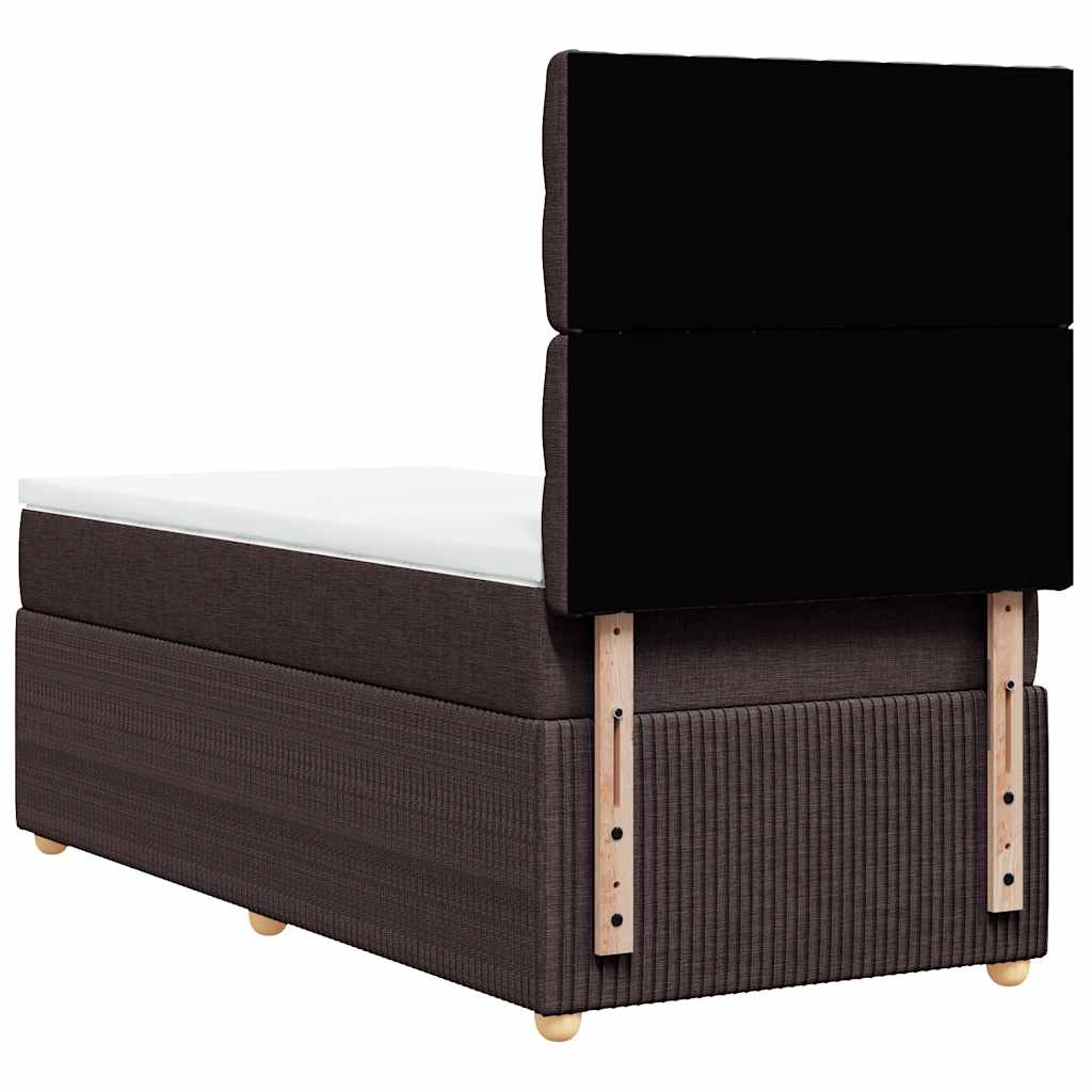 Κρεβάτι Boxspring με Στρώμα Σκούρο Καφέ 100x200 εκ. Υφασμάτινο - Pakobazaar