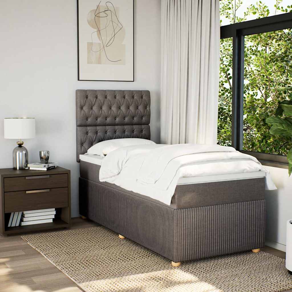 Κρεβάτι Boxspring με Στρώμα Taupe 100 x 200 εκ. Υφασμάτινο