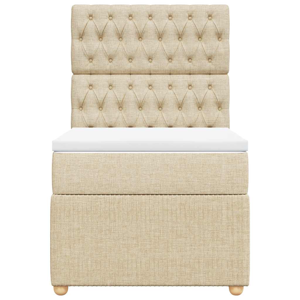 Κρεβάτι Boxspring με Στρώμα Κρεμ 100 x 200 εκ. Υφασμάτινο