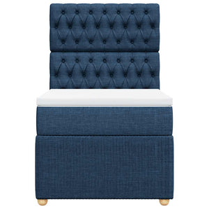 Κρεβάτι Boxspring με Στρώμα Μπλε 100 x 200 εκ. Υφασμάτινο