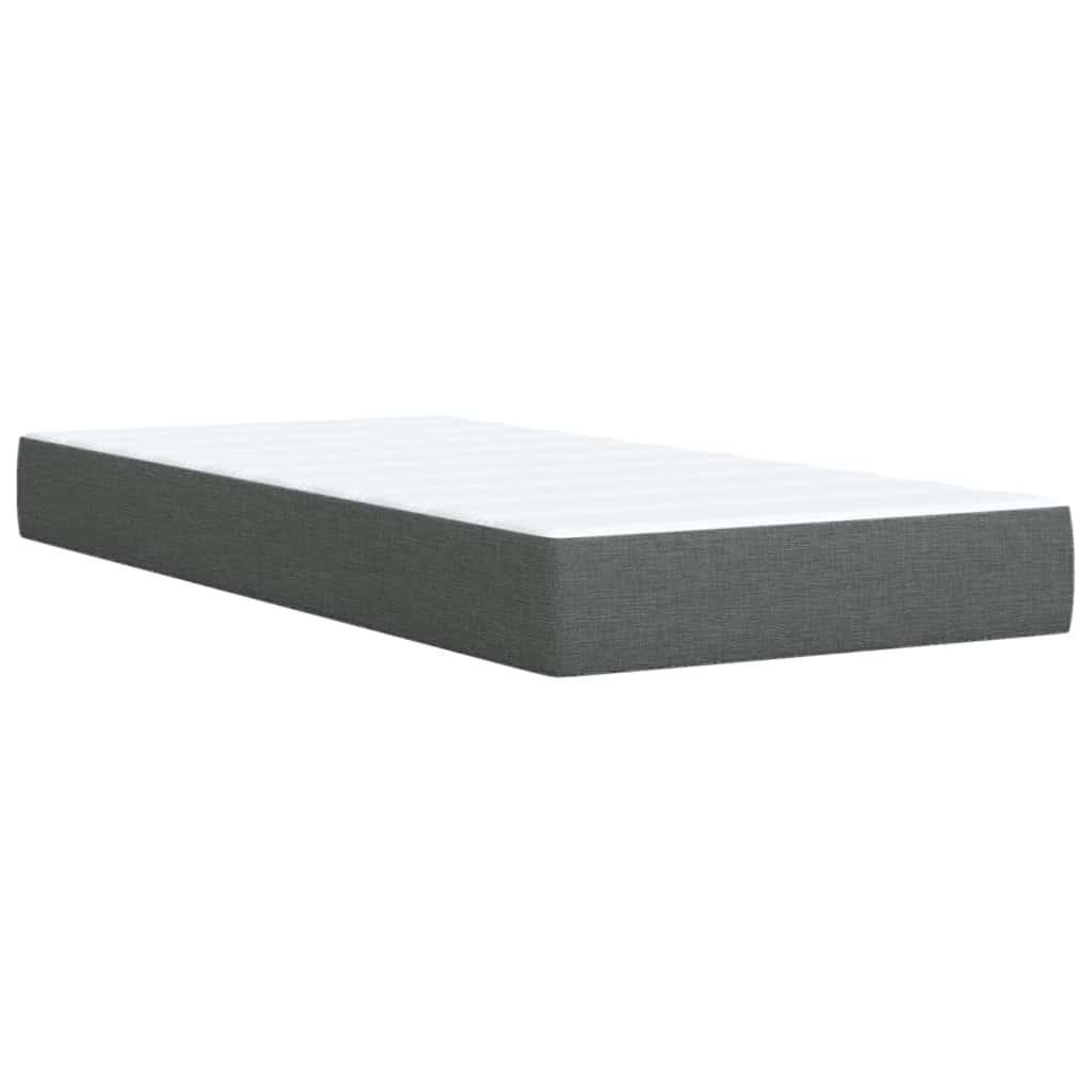 Κρεβάτι Boxspring με Στρώμα Σκούρο Γκρι 100x200 εκ. Υφασμάτινο - Pakobazaar