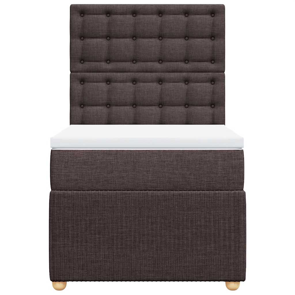 Κρεβάτι Boxspring με Στρώμα Σκούρο Καφέ 100x200 εκ. Υφασμάτινο - Pakobazaar