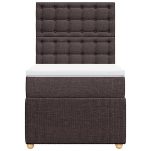Κρεβάτι Boxspring με Στρώμα Σκούρο Καφέ 100x200 εκ. Υφασμάτινο - Pakobazaar