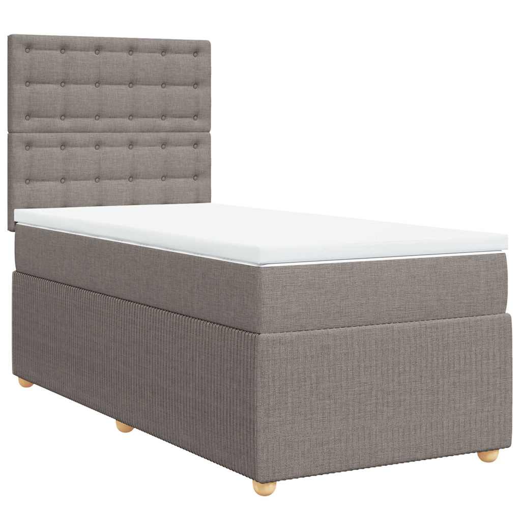 Κρεβάτι Boxspring με Στρώμα Taupe 100 x 200 εκ. Υφασμάτινο - Pakobazaar