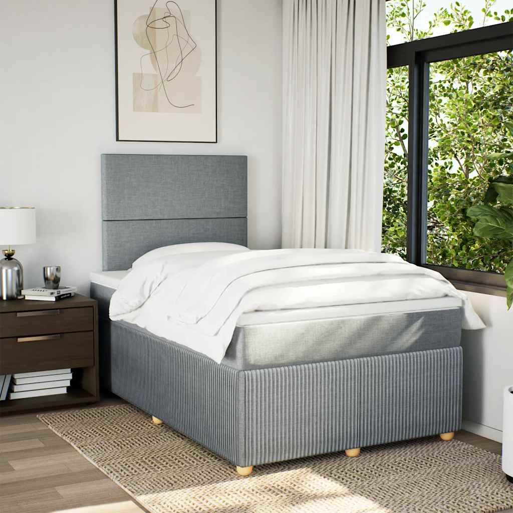 Κρεβάτι Boxspring με Στρώμα Ανοιχτό Γκρι 120x190 εκ. Υφασμάτινο