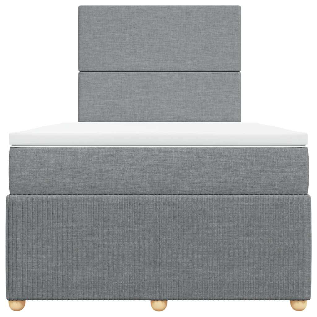 Κρεβάτι Boxspring με Στρώμα Ανοιχτό Γκρι 120x190 εκ. Υφασμάτινο
