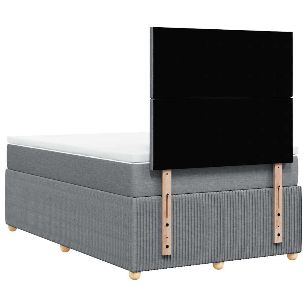 Κρεβάτι Boxspring με Στρώμα Ανοιχτό Γκρι 120x190 εκ. Υφασμάτινο