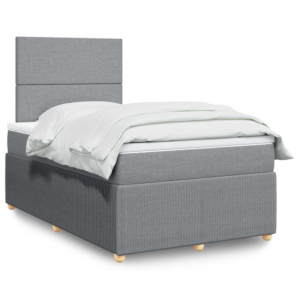 Κρεβάτι Boxspring με Στρώμα Ανοιχτό Γκρι 120x190 εκ. Υφασμάτινο