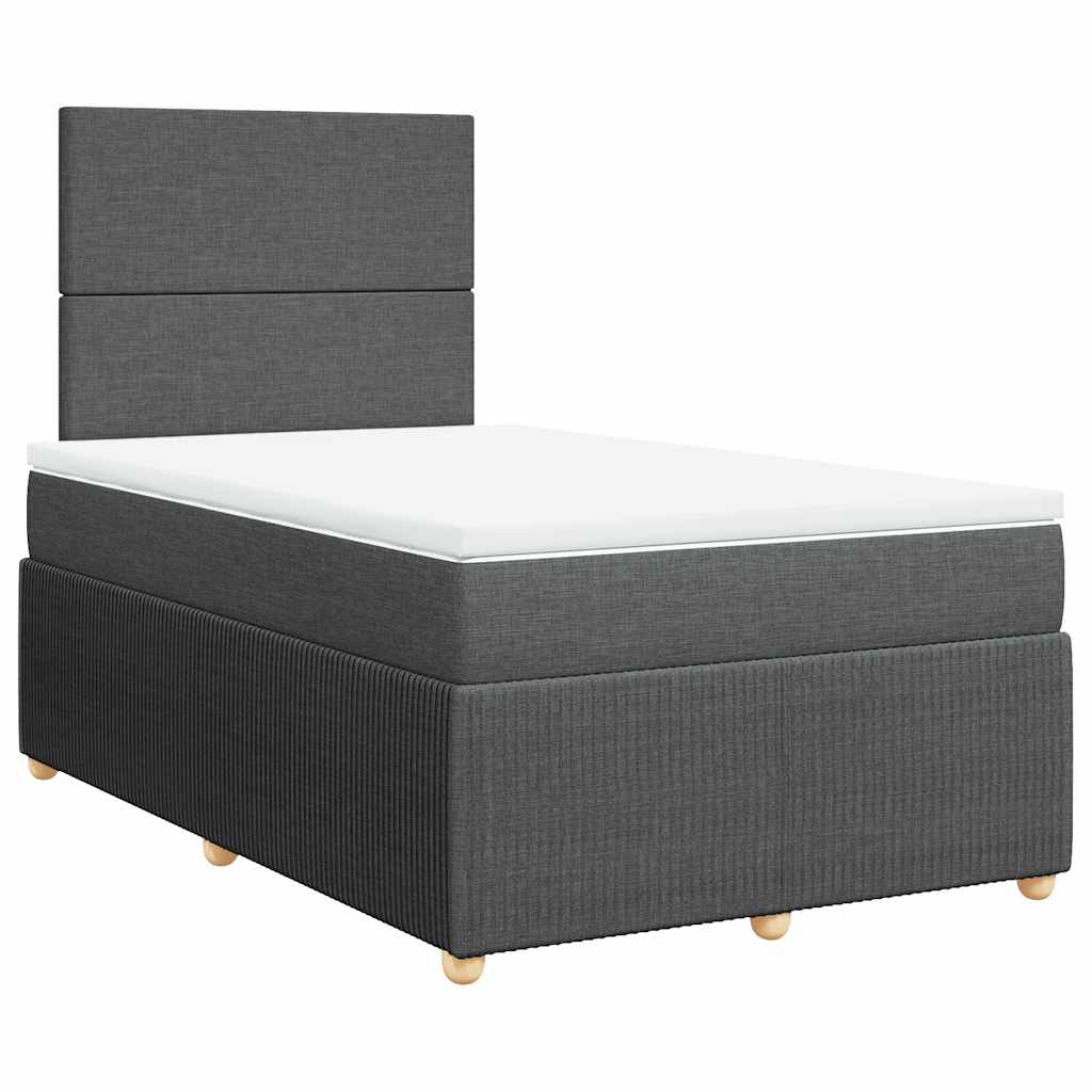 Κρεβάτι Boxspring με Στρώμα Σκούρο Γκρι 120x190 εκ Υφασμάτινο - Pakobazaar