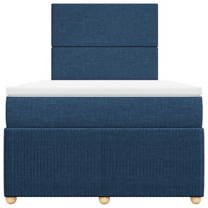 Κρεβάτι Boxspring με Στρώμα Μπλε 120x190 εκ. Υφασμάτινο - Pakobazaar