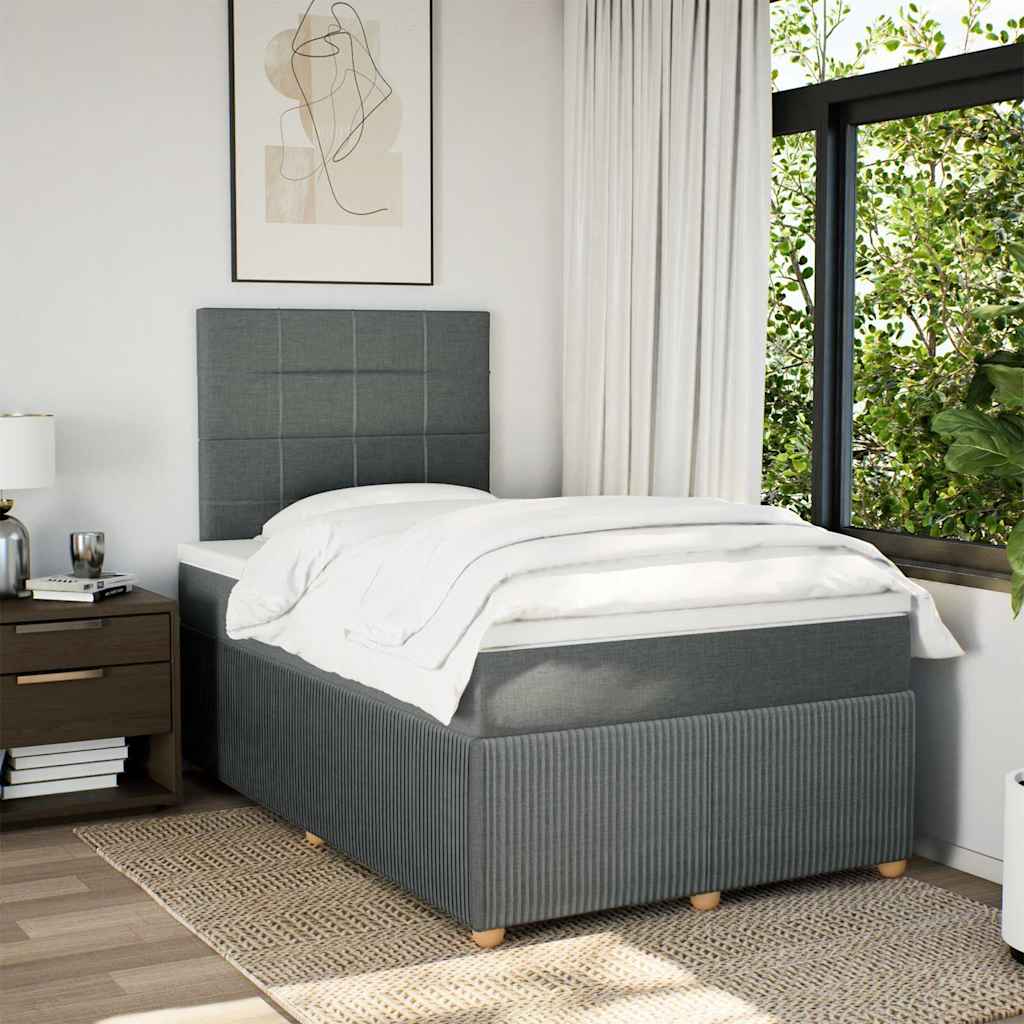 Κρεβάτι Boxspring με Στρώμα Σκούρο Γκρι 120x190 εκ Υφασμάτινο - Pakobazaar