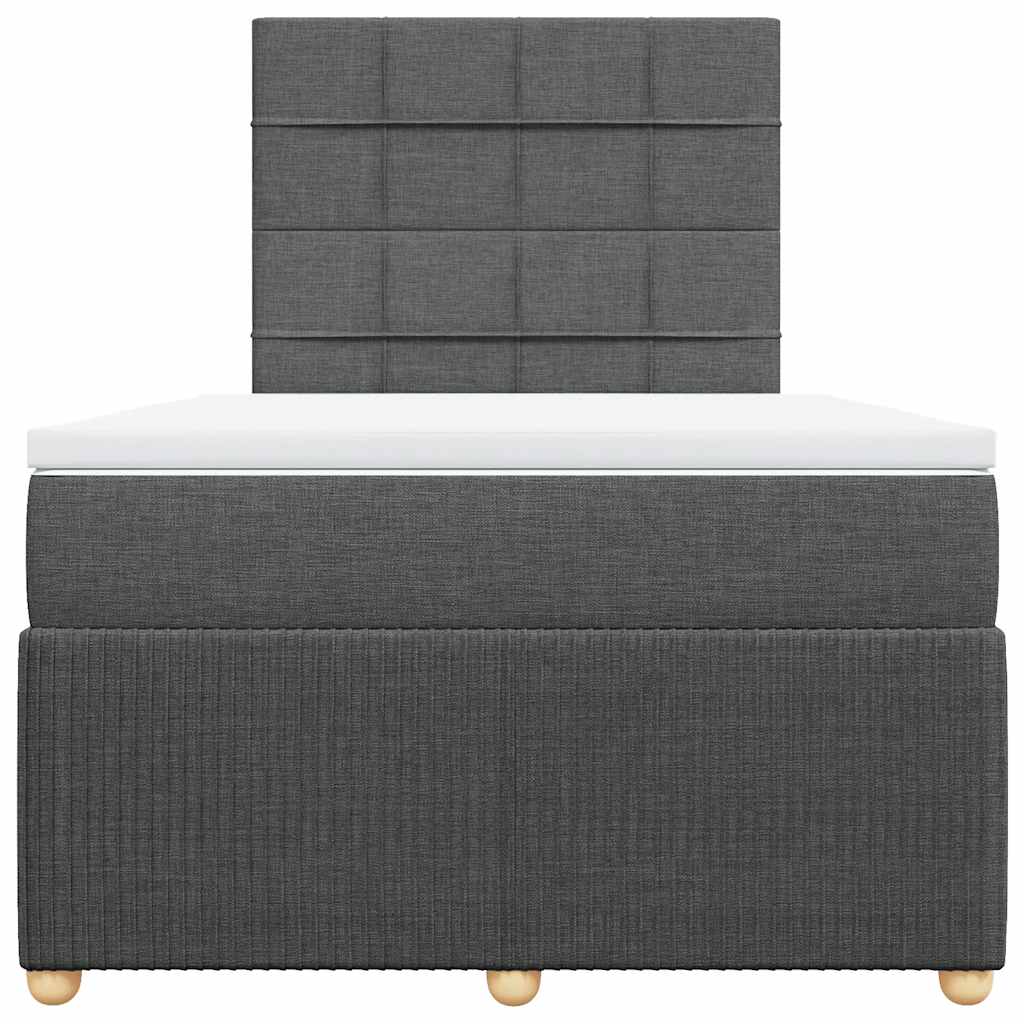 Κρεβάτι Boxspring με Στρώμα Σκούρο Γκρι 120x190 εκ Υφασμάτινο - Pakobazaar
