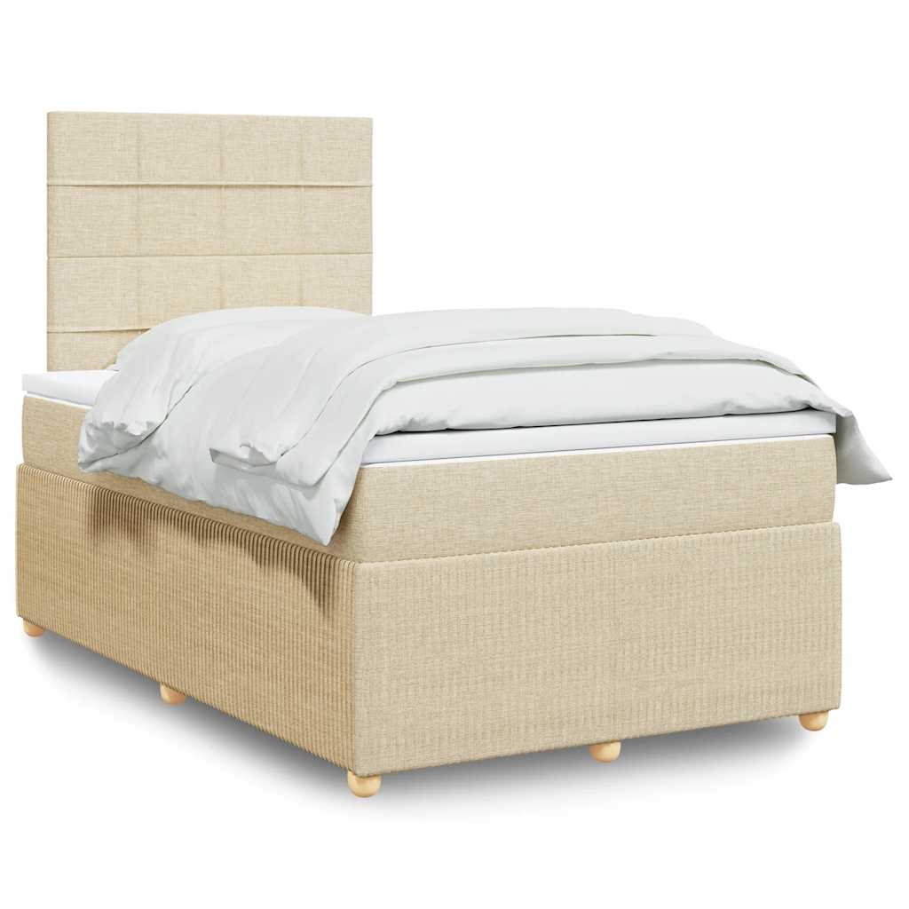 Κρεβάτι Boxspring με Στρώμα Κρεμ 120x190 εκ. Υφασμάτινο