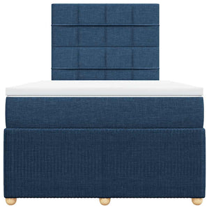 Κρεβάτι Boxspring με Στρώμα Μπλε 120x190 εκ. Υφασμάτινο - Pakobazaar