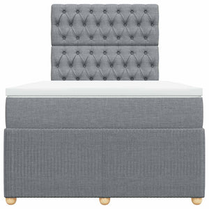 Κρεβάτι Boxspring με Στρώμα Ανοιχτό Γκρι 120x190 εκ. Υφασμάτινο - Pakobazaar