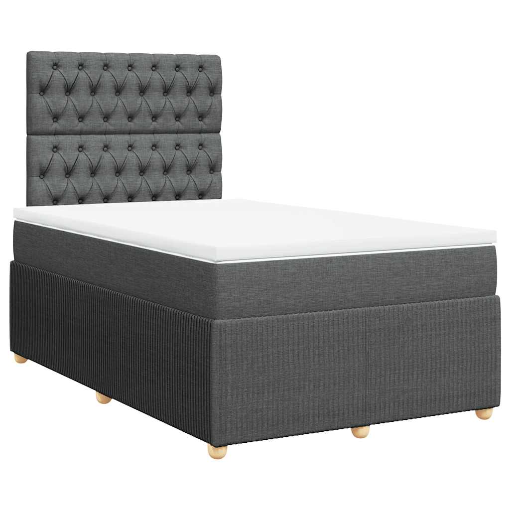 Κρεβάτι Boxspring με Στρώμα Σκούρο Γκρι 120x190 εκ Υφασμάτινο - Pakobazaar