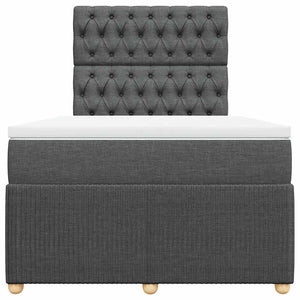Κρεβάτι Boxspring με Στρώμα Σκούρο Γκρι 120x190 εκ Υφασμάτινο - Pakobazaar