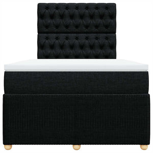 Κρεβάτι Boxspring με Στρώμα Μαύρο 120x190 εκ. Υφασμάτινο - Pakobazaar