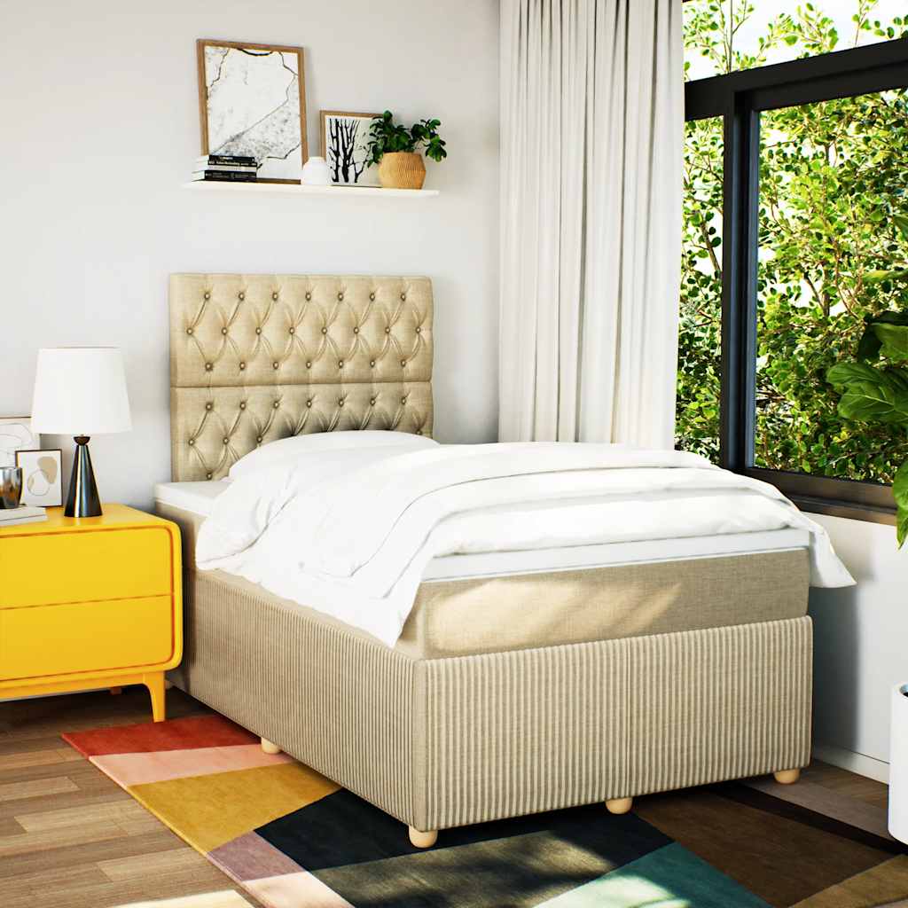 Κρεβάτι Boxspring με Στρώμα Κρεμ 120x190 εκ. Υφασμάτινο