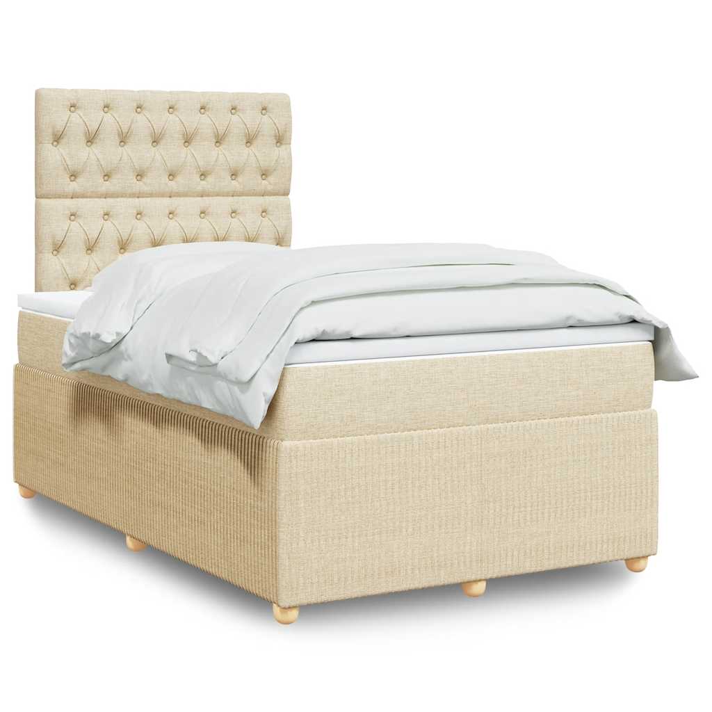 Κρεβάτι Boxspring με Στρώμα Κρεμ 120x190 εκ. Υφασμάτινο