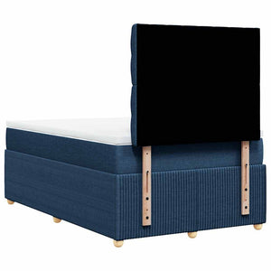 Κρεβάτι Boxspring με Στρώμα Μπλε 120x190 εκ. Υφασμάτινο - Pakobazaar