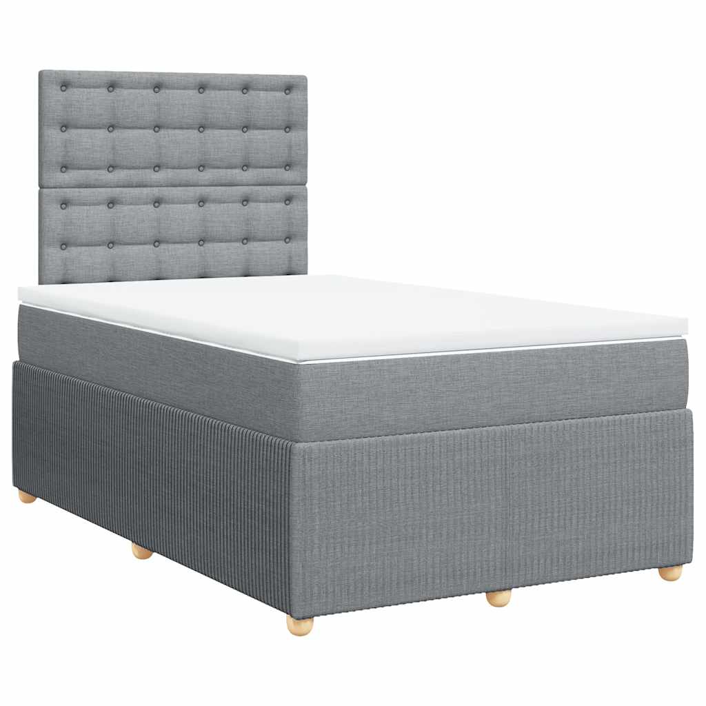 Κρεβάτι Boxspring με Στρώμα Ανοιχτό Γκρι 120x190 εκ. Υφασμάτινο - Pakobazaar