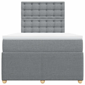 Κρεβάτι Boxspring με Στρώμα Ανοιχτό Γκρι 120x190 εκ. Υφασμάτινο - Pakobazaar