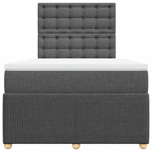 Κρεβάτι Boxspring με Στρώμα Σκούρο Γκρι 120x190 εκ Υφασμάτινο - Pakobazaar