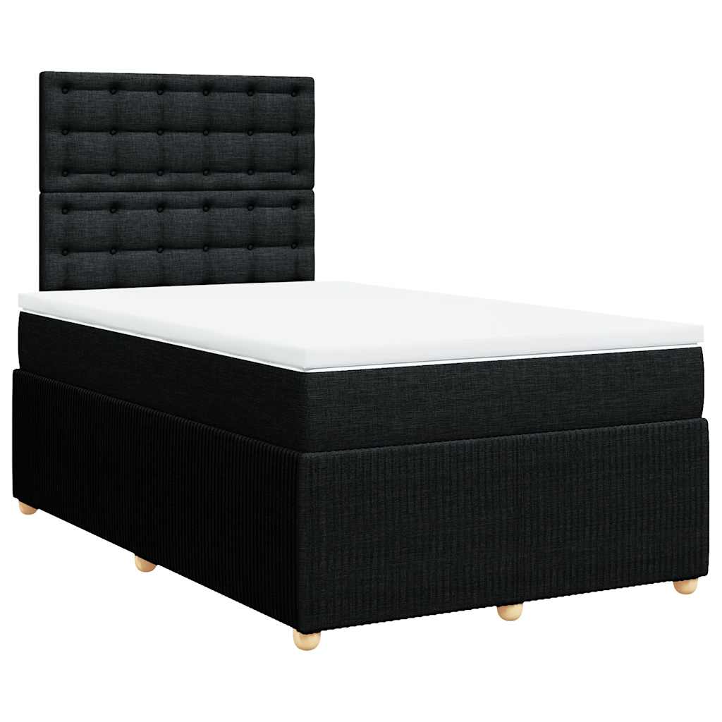 Κρεβάτι Boxspring με Στρώμα Μαύρο 120x190 εκ. Υφασμάτινο - Pakobazaar
