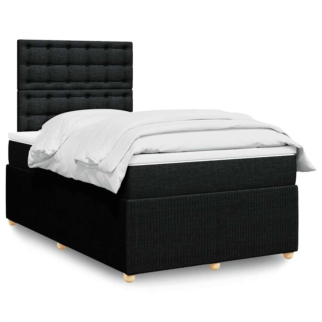 Κρεβάτι Boxspring με Στρώμα Μαύρο 120x190 εκ. Υφασμάτινο - Pakobazaar