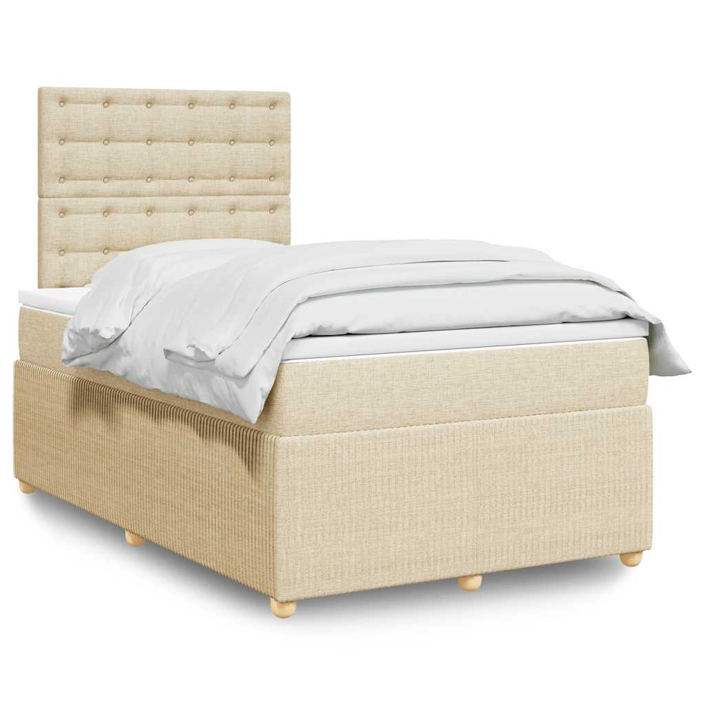 Κρεβάτι Boxspring με Στρώμα Κρεμ 120x190 εκ. Υφασμάτινο