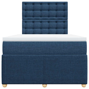 Κρεβάτι Boxspring με Στρώμα Μπλε 120x190 εκ. Υφασμάτινο