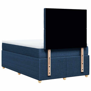 Κρεβάτι Boxspring με Στρώμα Μπλε 120x190 εκ. Υφασμάτινο