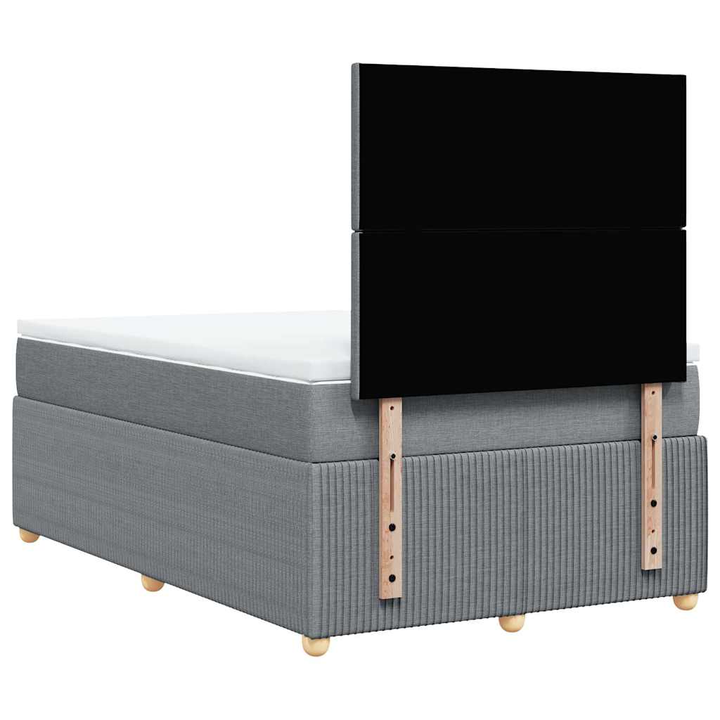 Κρεβάτι Boxspring με Στρώμα Ανοιχτό Γκρι 120x200 εκ. Υφασμάτινο - Pakobazaar