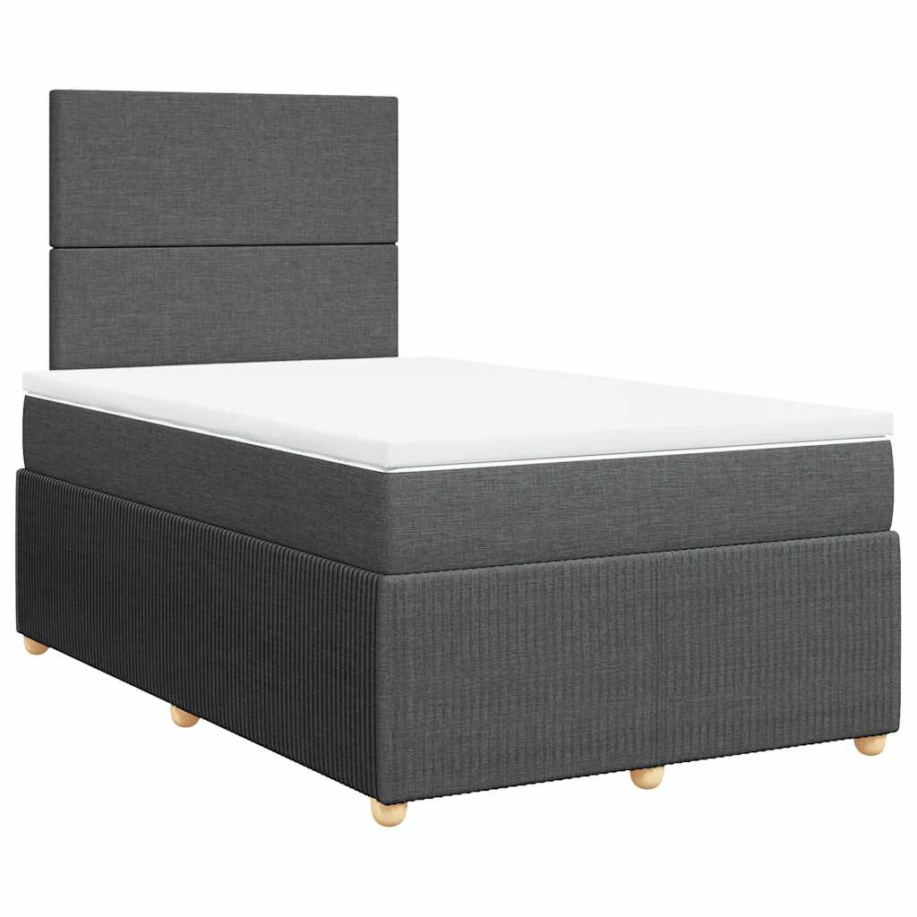 Κρεβάτι Boxspring με Στρώμα Σκούρο Γκρι 120x200 εκ. Υφασμάτινο - Pakobazaar