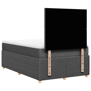 Κρεβάτι Boxspring με Στρώμα Σκούρο Γκρι 120x200 εκ. Υφασμάτινο - Pakobazaar