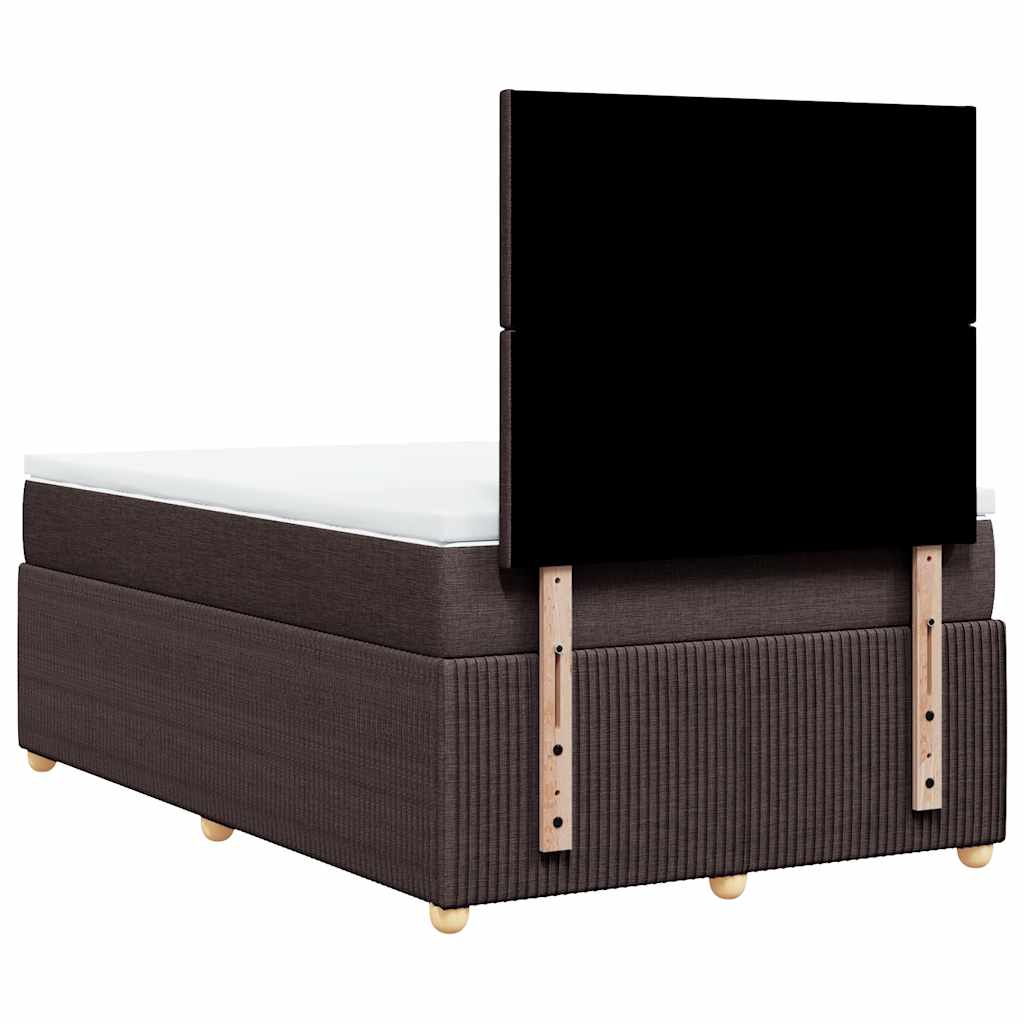 Κρεβάτι Boxspring με Στρώμα Σκούρο Καφέ 120x200 εκ. Υφασμάτινο - Pakobazaar