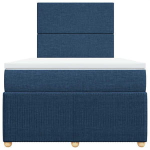 Κρεβάτι Boxspring με Στρώμα Μπλε 120x200 εκ. Υφασμάτινο