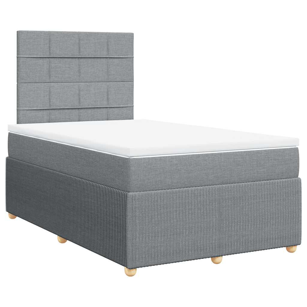 Κρεβάτι Boxspring με Στρώμα Ανοιχτό Γκρι 120x200 εκ. Υφασμάτινο - Pakobazaar