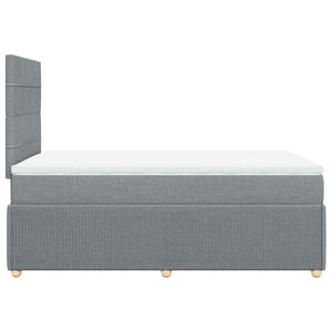 Κρεβάτι Boxspring με Στρώμα Ανοιχτό Γκρι 120x200 εκ. Υφασμάτινο - Pakobazaar