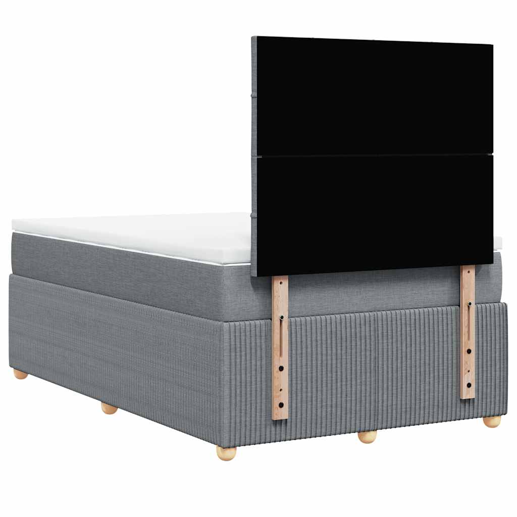 Κρεβάτι Boxspring με Στρώμα Ανοιχτό Γκρι 120x200 εκ. Υφασμάτινο - Pakobazaar